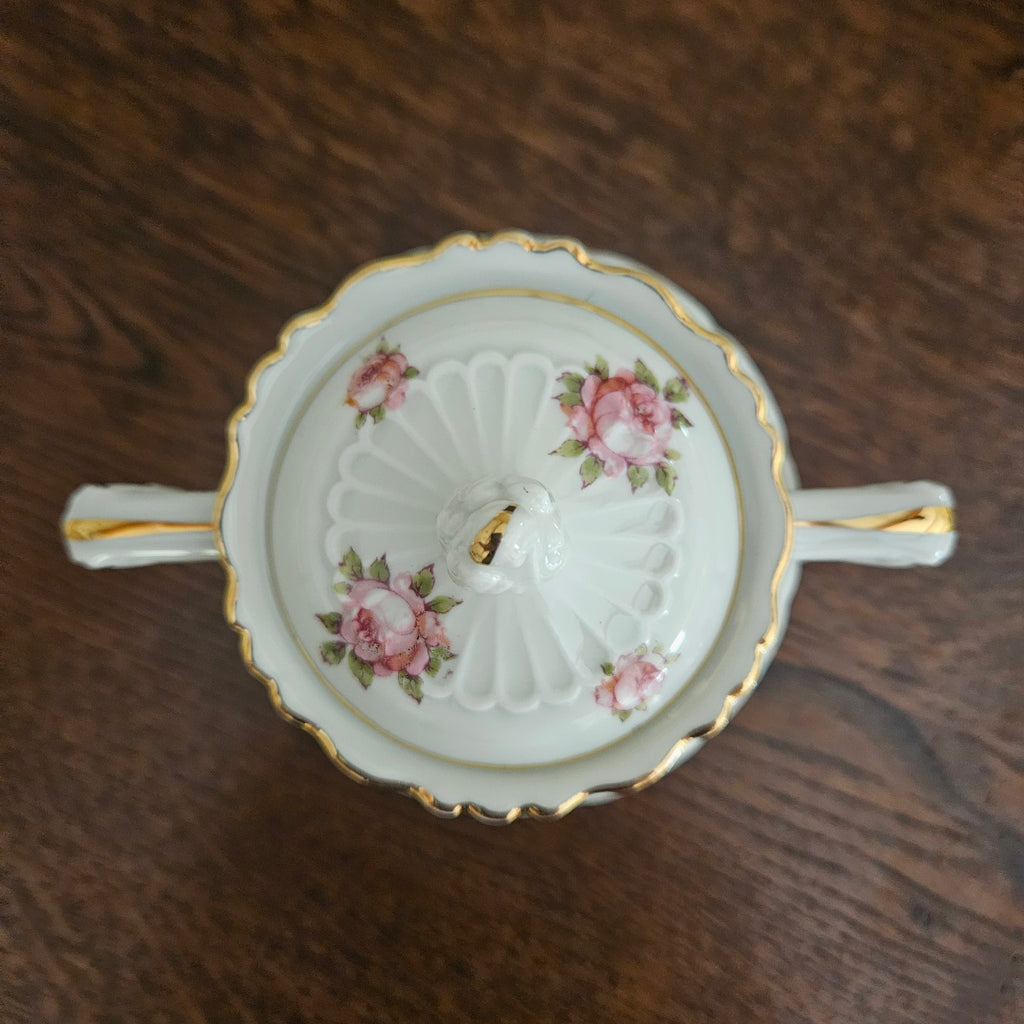 Sucrier couvert – Décor Roses – Haviland
