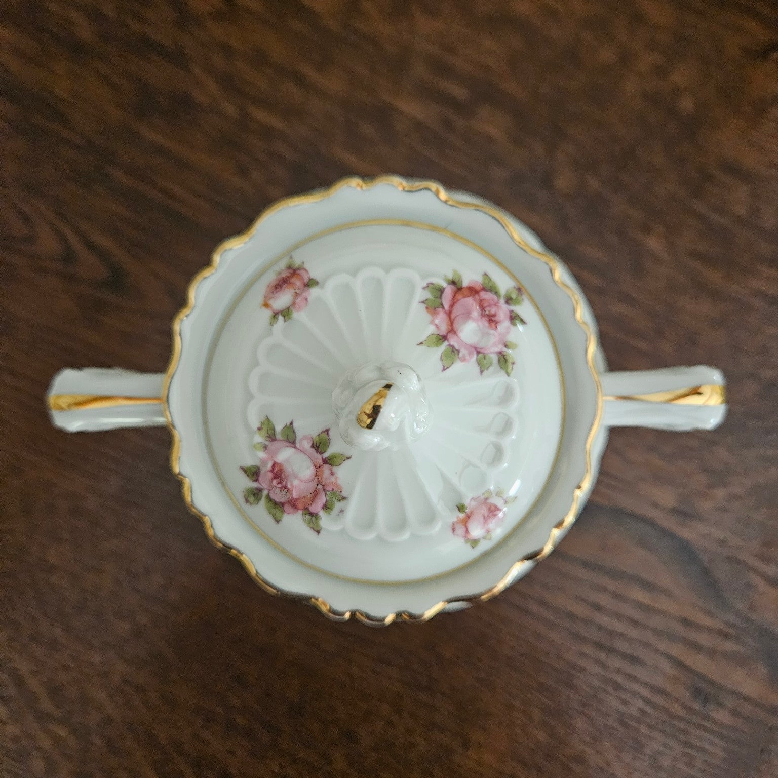 Covered sugar bowl – Roses pattern – Haviland