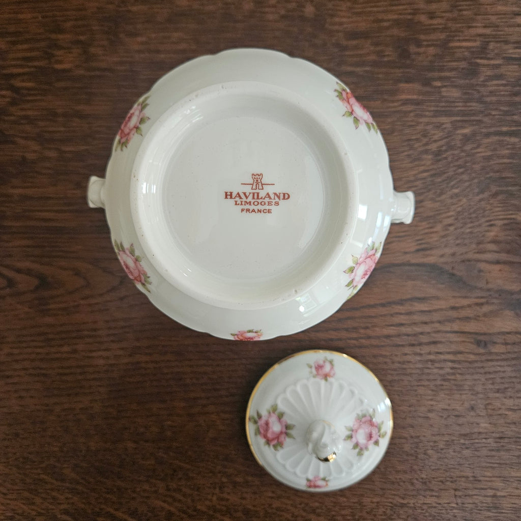 Sucrier couvert – Décor Roses – Haviland