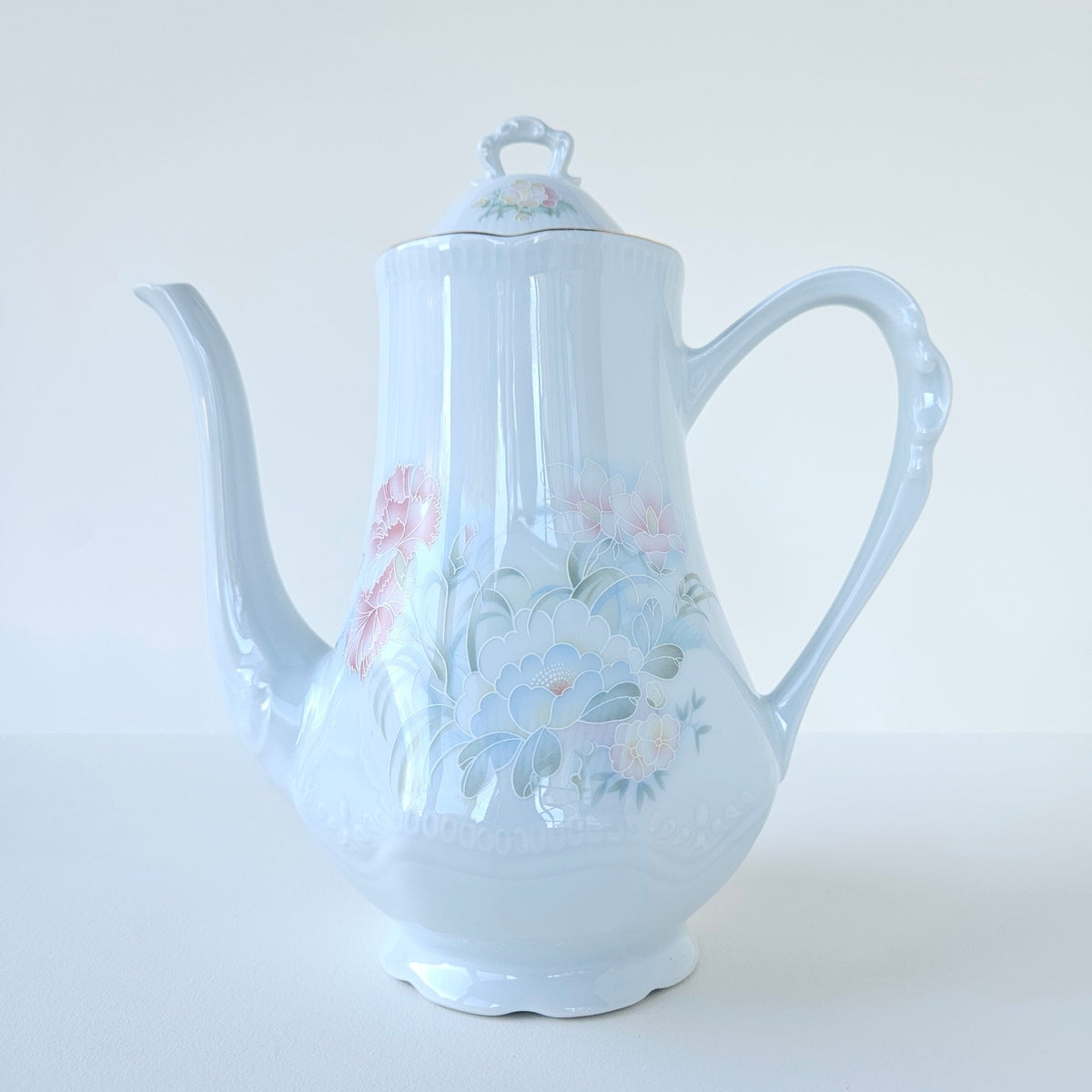 Service à thé – Décor floral pastel – Manufacture Feuillade Porcelaine – Limoges, v. 1980