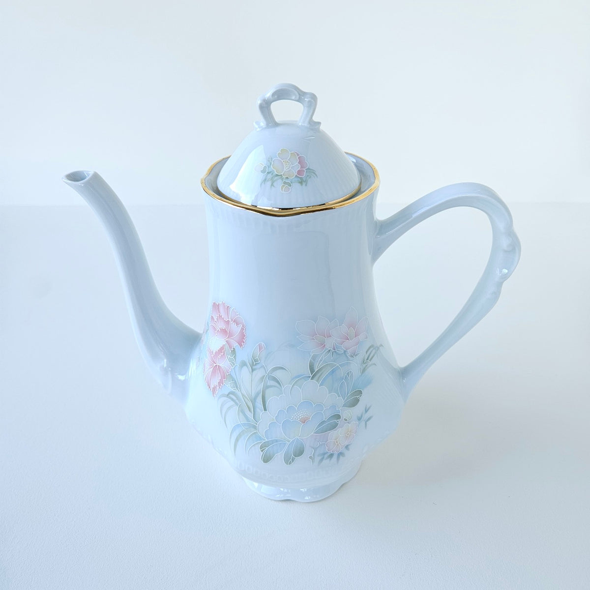 Service à thé – Décor floral pastel – Manufacture Feuillade Porcelaine – Limoges, v. 1980