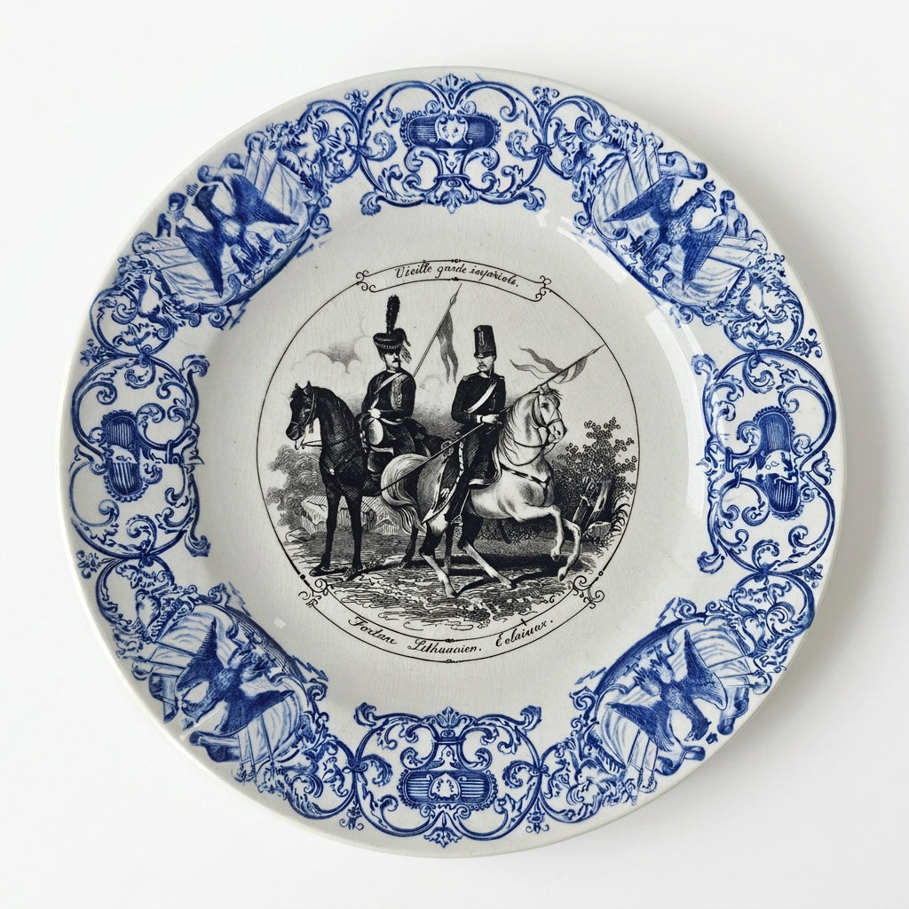 Assiette en faïence – Vieille garde impériale – Utzschneider & Cie – Sarreguemines, fin du XIXe s.
