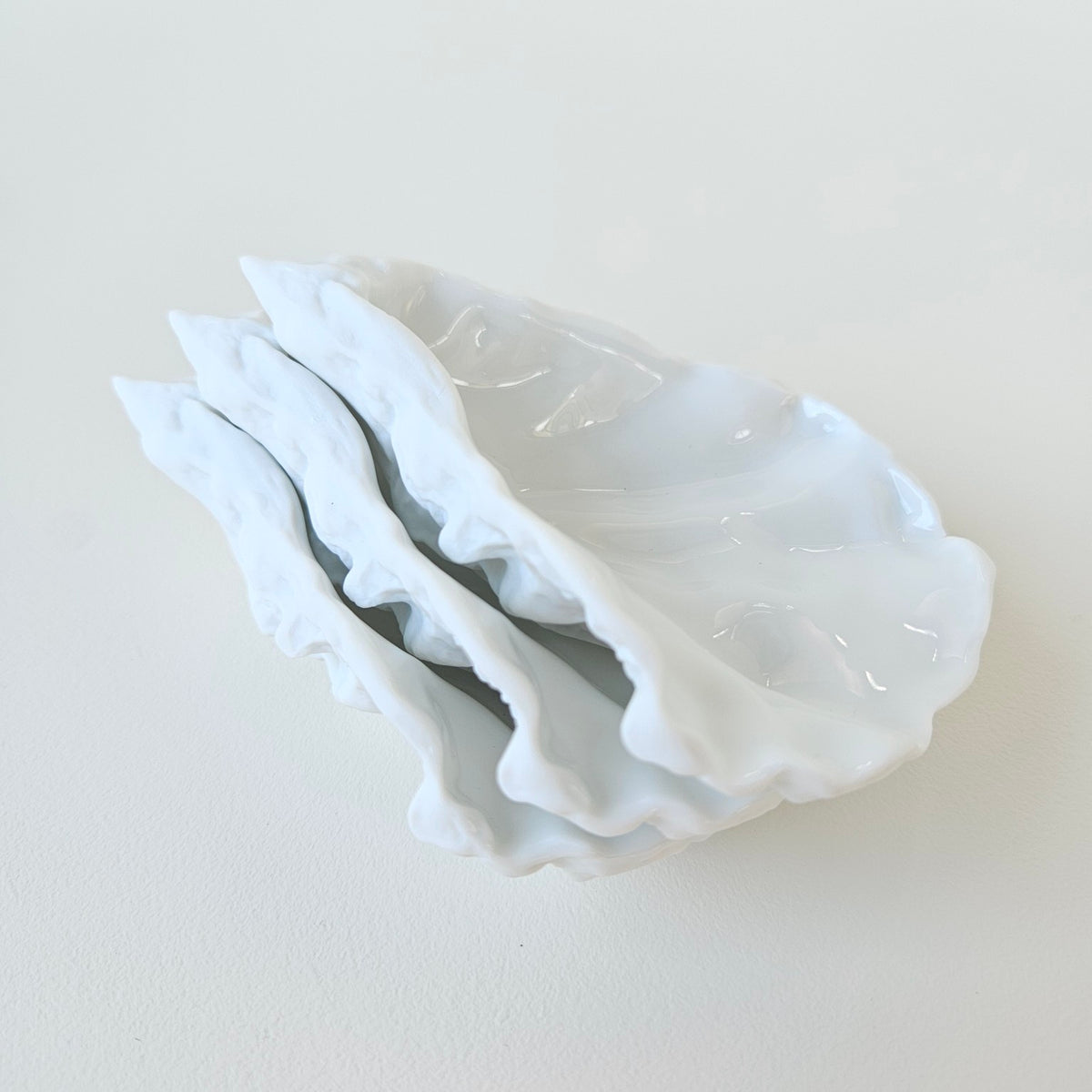 Coquille d’huître en porcelaine blanche, finition biscuit – Limoges, v. 2020