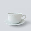 Paire de tasses à thé ou à chocolat chaud avec deux soucoupes assorties par association – Limoges, 2e moitié du XXᵉ s.