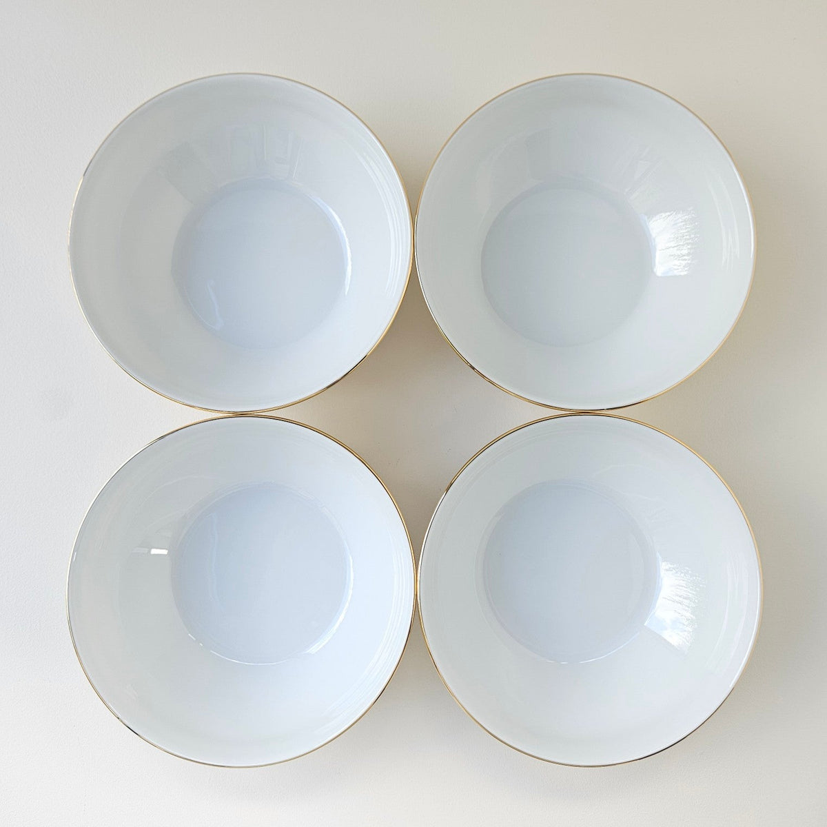 Four Individual Salad Bowls – Manufacture Haviland – Gold Inlay – 21st Century