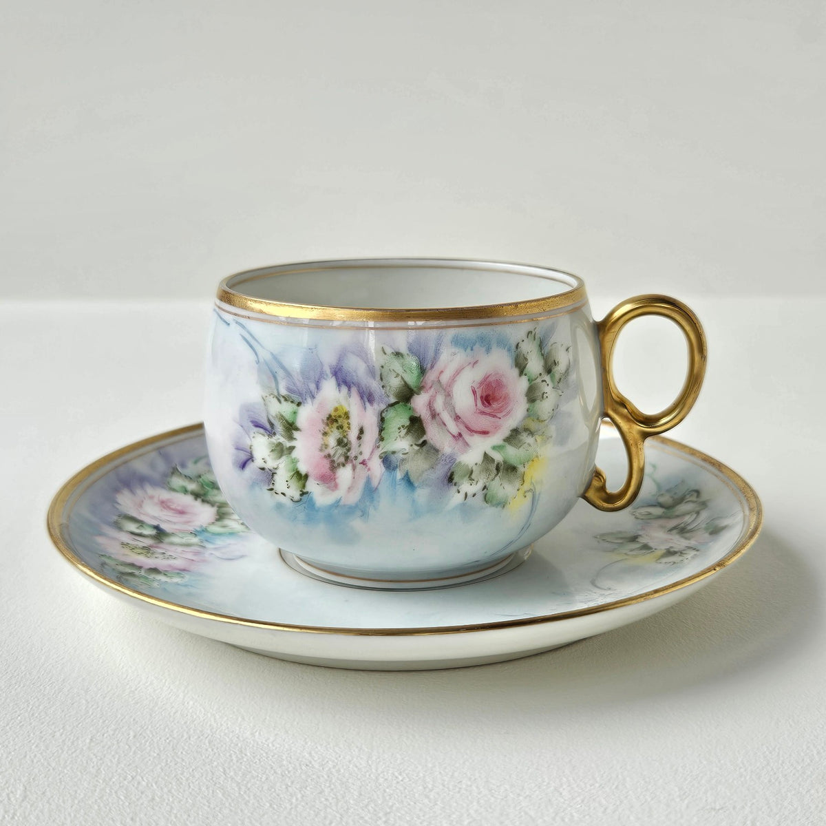 Tasse et soucoupe – Manufacture Elite Works (Bawo & Dotter) – Limoges, v. 1900
