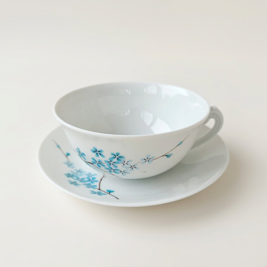 Paire de tasses à thé – Décor : Odette Dugraindelorge – Manufacture Bernardaud – Limoges, v. 1960