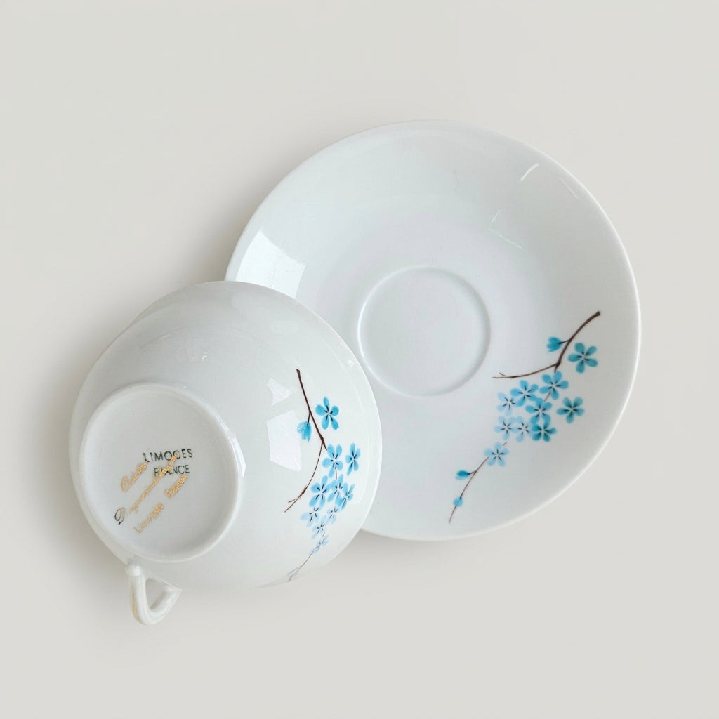 Paire de tasses à thé – Décor : Odette Dugraindelorge – Manufacture Bernardaud – Limoges, v. 1960