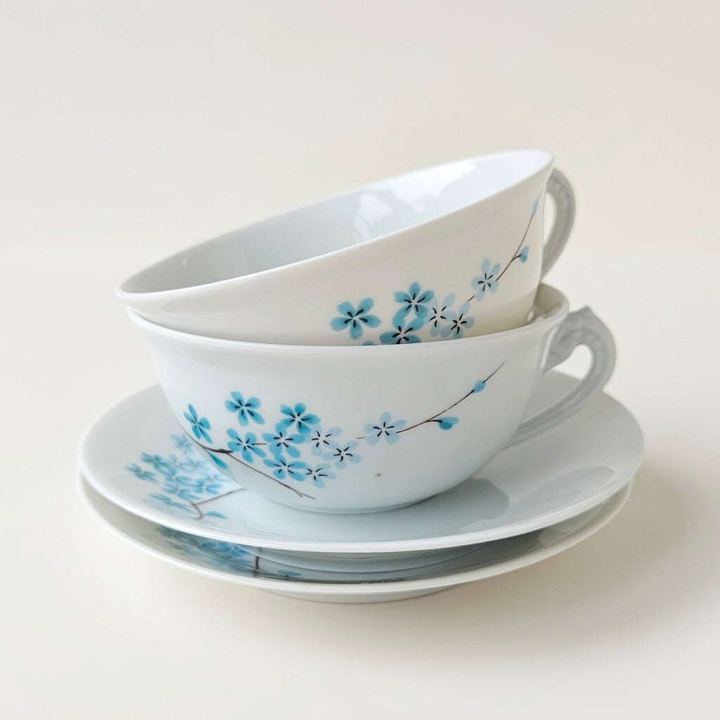 Paire de tasses à thé – Décor : Odette Dugraindelorge – Manufacture Bernardaud – Limoges, v. 1960